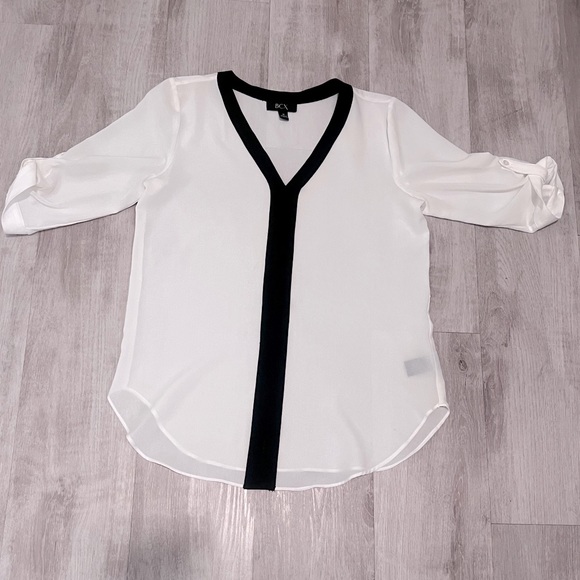 NWT BCX Medium White Sheer Blouse Business Casual - Picture 2 of 7